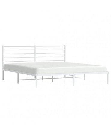 vidaXL Metal Bed Frame without Mattress with Headboard White 183x213cm — Size: 183 x 213 cm