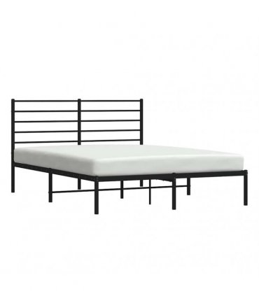 vidaXL Metal Bed Frame without Mattress with Headboard Black 140x190cm — Size: 140 x 190 cm