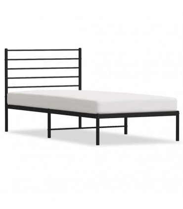 vidaXL Metal Bed Frame without Mattress with Headboard Black 80x200cm — Size: 80 x 200 cm — V0671963401