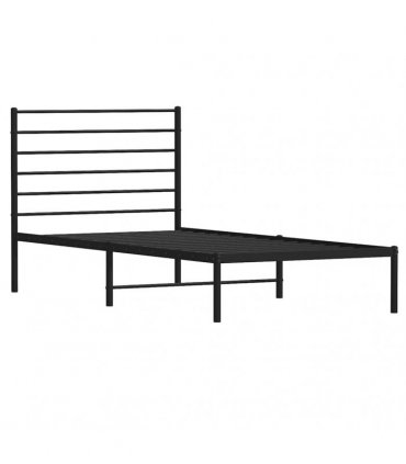 vidaXL Metal Bed Frame without Mattress with Headboard Black 80x200cm — Size: 80 x 200 cm — V0671963401