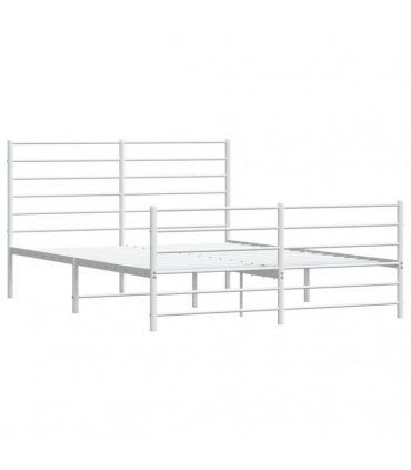 vidaXL Metal Bed Frame without Mattress with Footboard White 140x190cm — Size: 140 x 190 cm, Model: with headboard & footboard