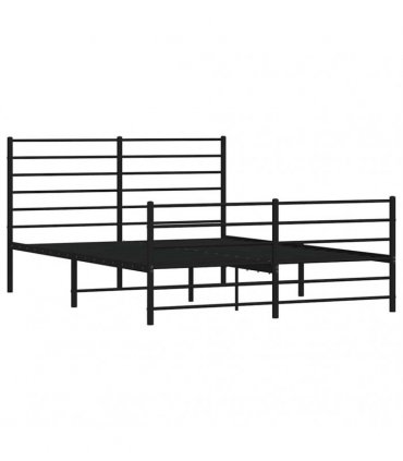 vidaXL Metal Bed Frame without Mattress with Footboard Bla — Size: 120 x 190 cm, Model: with headboard & footboard — V0671963406