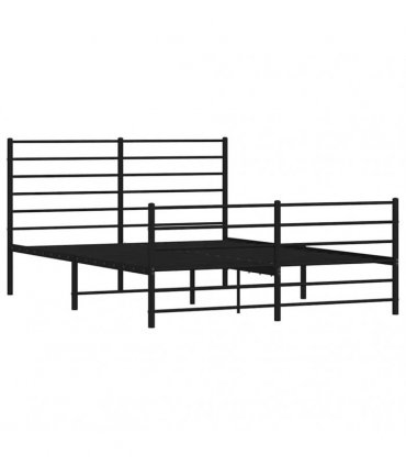 vidaXL Metal Bed Frame without Mattress with Footboard Black 160x200cm — Size: 160 x 200 cm, Model: with headboard & footboard
