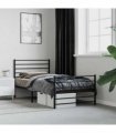 vidaXL Metal Bed Frame without Mattress with Footboard Blac — Size: 90 x 200 cm, Model: with headboard & footboard — V0671963411