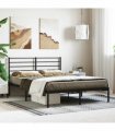 vidaXL Metal Bed Frame without Mattress with Headboard Black 120x190cm — Size: 120 x 190 cm — V0671963413
