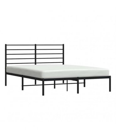 vidaXL Metal Bed Frame without Mattress with Headboard Black 120x190cm — Size: 120 x 190 cm — V0671963413