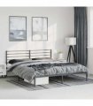vidaXL Metal Bed Frame without Mattress with Headboard Black 183x213cm — Size: 183 x 213 cm