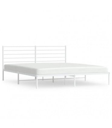 vidaXL Metal Bed Frame without Mattress with Headboard White 180x200cm — Size: 180 x 200 cm