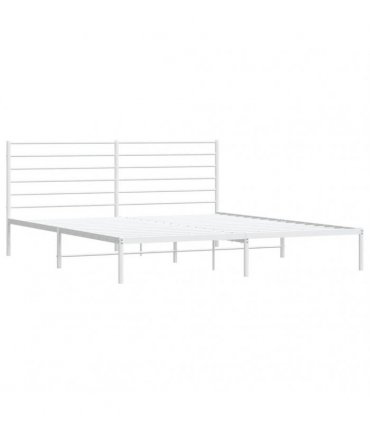 vidaXL Metal Bed Frame without Mattress with Headboard White 180x200cm — Size: 180 x 200 cm