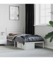vidaXL Metal Bed Frame without Mattress with Headboard White 90x200cm — Size: 90 x 200 cm