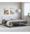 vidaXL Metal Bed Frame without Mattress with Footboard White 183x213cm — Size: 183 x 213 cm, Model: with headboard & footboard