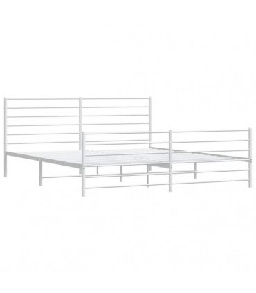 vidaXL Metal Bed Frame without Mattress with Footboard White 183x213cm — Size: 183 x 213 cm, Model: with headboard & footboard