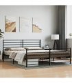 vidaXL Metal Bed Frame without Mattress with Footboard Black 200x200cm — Size: 200 x 200 cm, Model: with headboard & footboard