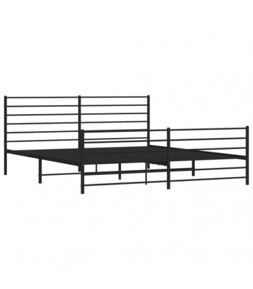 vidaXL Metal Bed Frame without Mattress with Footboard Black 200x200cm — Size: 200 x 200 cm, Model: with headboard & footboard