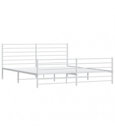 vidaXL Metal Bed Frame without Mattress with Footboard White 200x200cm — Size: 200 x 200 cm, Model: with headboard & footboard