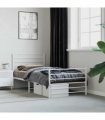 vidaXL Metal Bed Frame without Mattress with Footboard White 90x190cm — Size: 90 x 190 cm, Model: with headboard & footboard