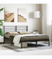 vidaXL Metal Bed Frame without Mattress with Headboard Black 160x200cm — Size: 160 x 200 cm — V0671963426