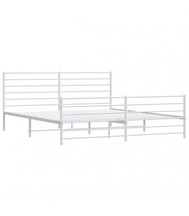 vidaXL Metal Bed Frame without Mattress with Footboard White 180x200cm — Size: 180 x 200 cm, Model: with headboard & footboard