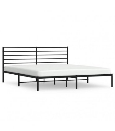 vidaXL Metal Bed Frame without Mattress with Headboard Black 193x203cm — Size: 193 x 203 cm