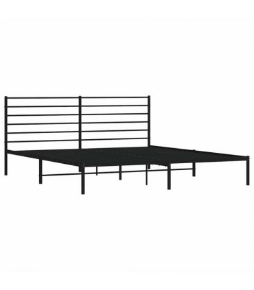 vidaXL Metal Bed Frame without Mattress with Headboard Black 193x203cm — Size: 193 x 203 cm