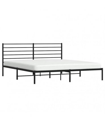 vidaXL Metal Bed Frame without Mattress with Headboard Black 193x203cm — Size: 193 x 203 cm
