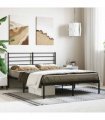 vidaXL Metal Bed Frame without Mattress with Headboard Black 140x200cm — Size: 140 x 200 cm