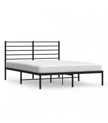 vidaXL Metal Bed Frame without Mattress with Headboard Black 140x200cm — Size: 140 x 200 cm