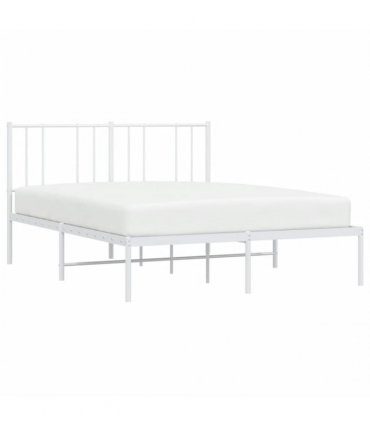 vidaXL Metal Bed Frame without Mattress with Headboard White 140x190cm — Size: 140 x 190 cm