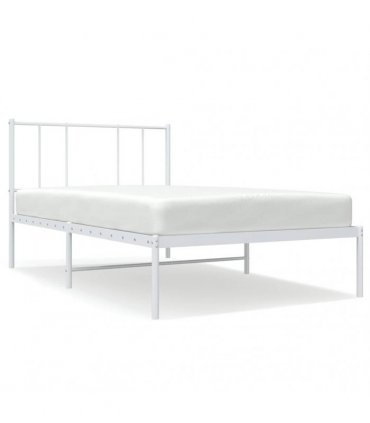 vidaXL Metal Bed Frame without Mattress with Headboard White 100x200cm — Size: 100 x 200 cm — V0671963441