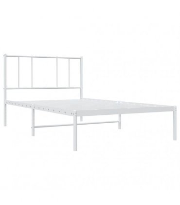 vidaXL Metal Bed Frame without Mattress with Headboard White 100x200cm — Size: 100 x 200 cm — V0671963441