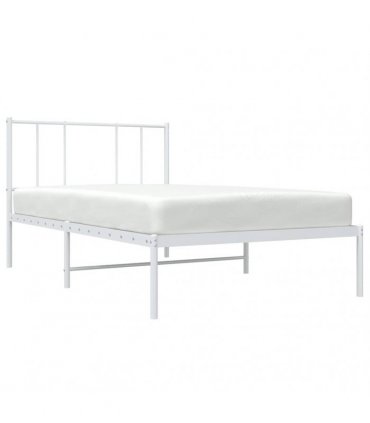 vidaXL Metal Bed Frame without Mattress with Headboard White 100x200cm — Size: 100 x 200 cm — V0671963441