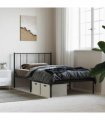 vidaXL Metal Bed Frame without Mattress with Headboard Black 90x190cm — Size: 90 x 190 cm — V0671963443