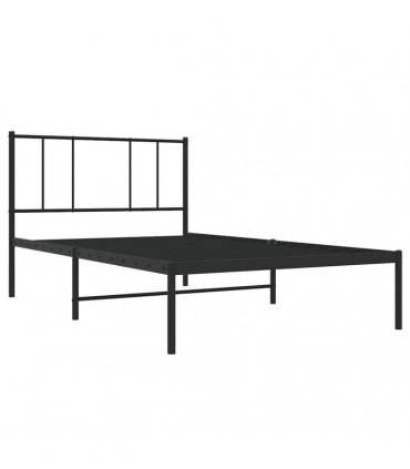vidaXL Metal Bed Frame without Mattress with Headboard Black 90x190cm — Size: 90 x 190 cm — V0671963443
