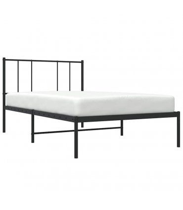 vidaXL Metal Bed Frame without Mattress with Headboard Black 90x190cm — Size: 90 x 190 cm — V0671963443
