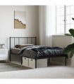 vidaXL Metal Bed Frame without Mattress with Headboard Black 90x200cm — Size: 90 x 200 cm — V0671963446