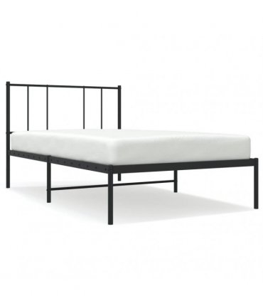 vidaXL Metal Bed Frame without Mattress with Headboard Black 90x200cm — Size: 90 x 200 cm — V0671963446