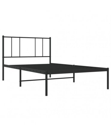 vidaXL Metal Bed Frame without Mattress with Headboard Black 90x200cm — Size: 90 x 200 cm — V0671963446