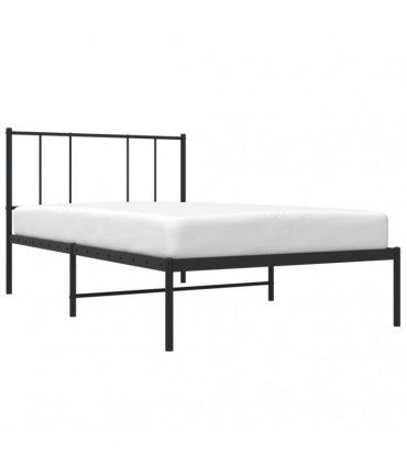 vidaXL Metal Bed Frame without Mattress with Headboard Black 90x200cm — Size: 90 x 200 cm — V0671963446