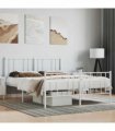 vidaXL Metal Bed Frame without Mattress with Footboard Whi — Size: 160 x 200 cm, Model: with headboard & footboard — V0671963449
