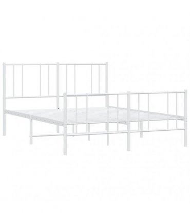 vidaXL Metal Bed Frame without Mattress with Footboard Whi — Size: 160 x 200 cm, Model: with headboard & footboard — V0671963449
