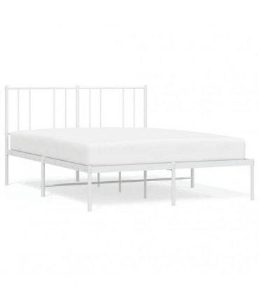 vidaXL Metal Bed Frame without Mattress with Headboard White 160x200cm — Size: 160 x 200 cm — V0671963450