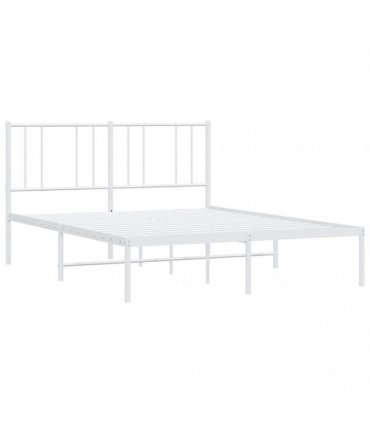 vidaXL Metal Bed Frame without Mattress with Headboard White 160x200cm — Size: 160 x 200 cm — V0671963450