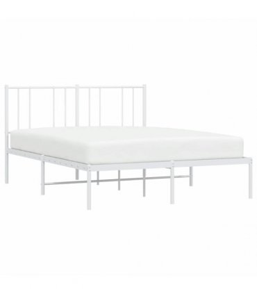 vidaXL Metal Bed Frame without Mattress with Headboard White 160x200cm — Size: 160 x 200 cm — V0671963450