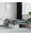 vidaXL Metal Bed Frame without Mattress with Headboard White 90x200cm — Size: 90 x 200 cm — V0671963456