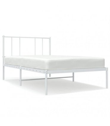 vidaXL Metal Bed Frame without Mattress with Headboard White 90x200cm — Size: 90 x 200 cm — V0671963456