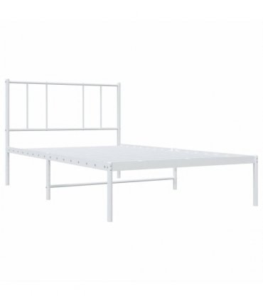 vidaXL Metal Bed Frame without Mattress with Headboard White 90x200cm — Size: 90 x 200 cm — V0671963456