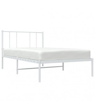 vidaXL Metal Bed Frame without Mattress with Headboard White 90x200cm — Size: 90 x 200 cm — V0671963456