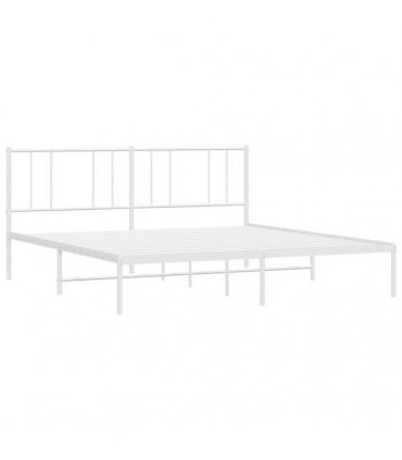 vidaXL Metal Bed Frame without Mattress with Headboard White 183x213cm — Size: 183 x 213 cm — V0671963458