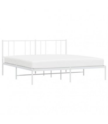 vidaXL Metal Bed Frame without Mattress with Headboard White 183x213cm — Size: 183 x 213 cm — V0671963458