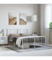 vidaXL Metal Bed Frame without Mattress with Footboard Whi — Size: 150 x 200 cm, Model: with headboard & footboard — V0671963461